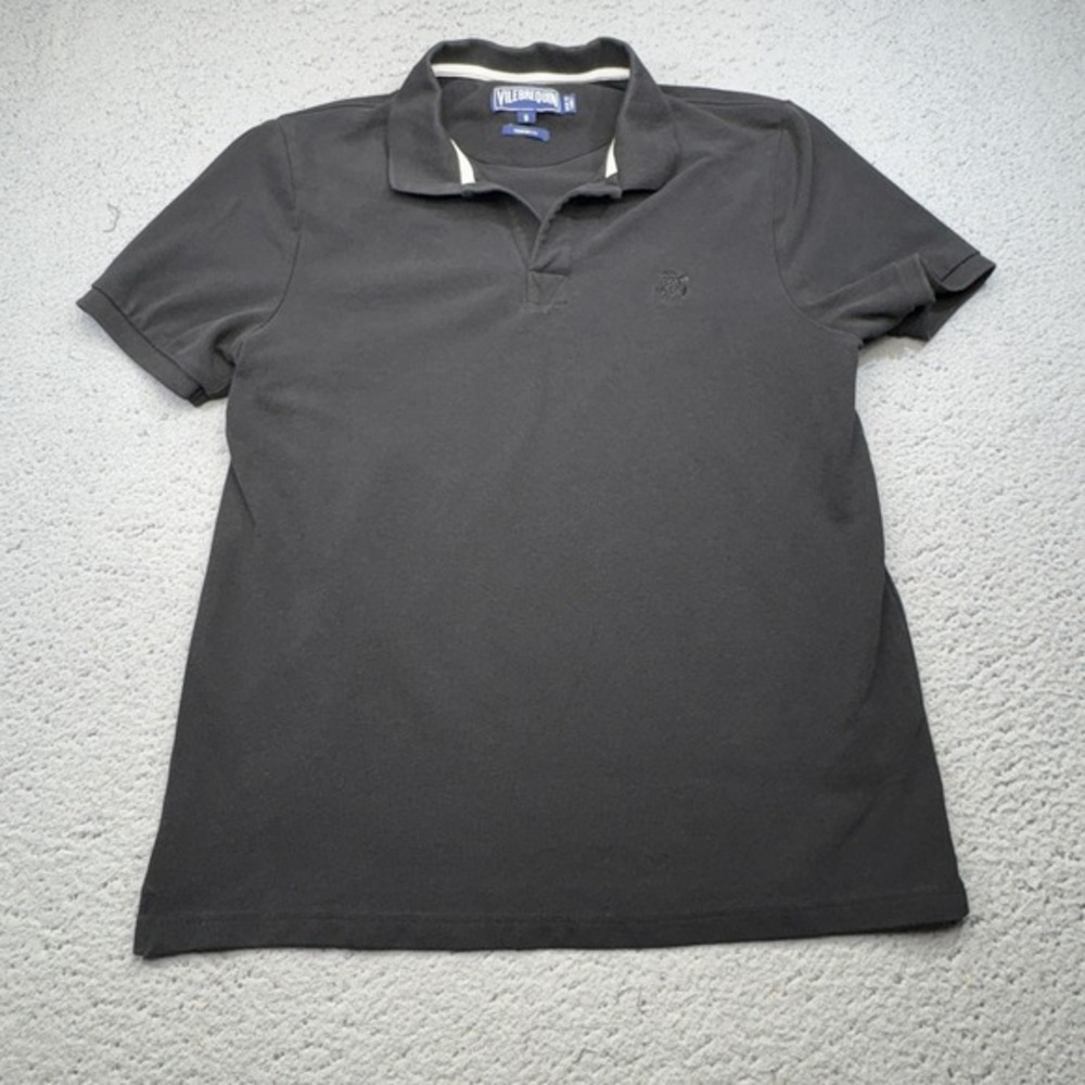 Vilebrequin‎ Polo Shirt Mens Small Black Comfort Fit Turtle Pique Spell Out